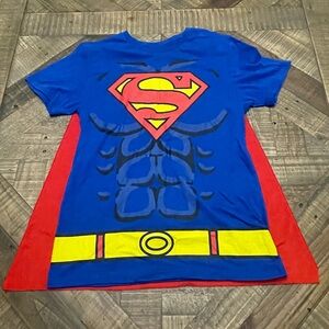 DC Hero Superman Emblem Tee with detachable cape- Blue, Red, Yellow